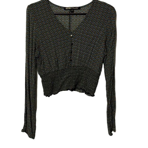 Gypsies & Moondust Cropped Long Sleeve Blouse Size L - Picture 3 of 6